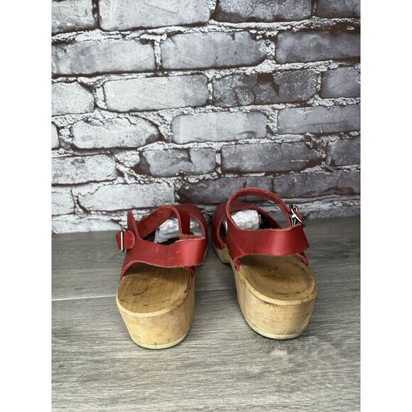 Lotta's Stockholm T-bar Highwood Red Leather Clogs Nubuck Women Sz 41EU/10.5M US - Picture 10 of 16